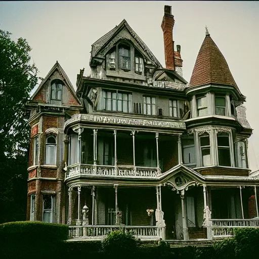 Prompt: victorian mansion. photographed with leica summilux - m 2 4 mm lens, iso 1 0 0, f / 8, portra 4 0 0