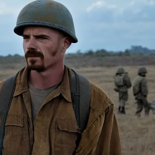 Image similar to jesse from breaking bad in the vietnam war, 4 k, hyper realistic