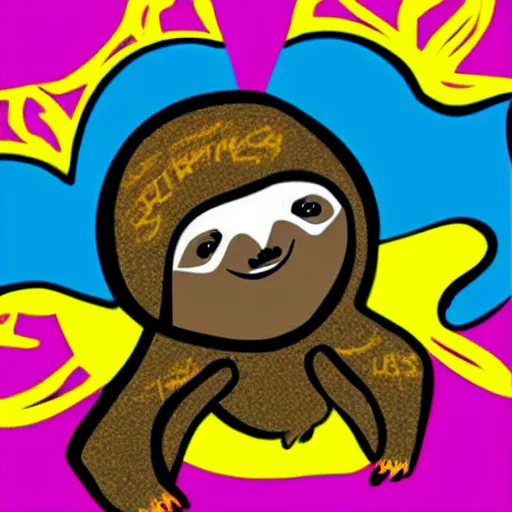 Image similar to graffiti sticker sloth design, graphic art