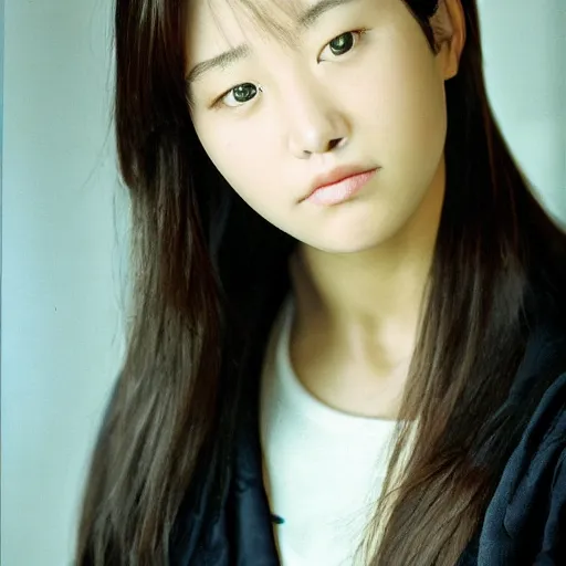 Prompt: a portrait photo of a beautiful young woman who looks like a korean jennifer connely