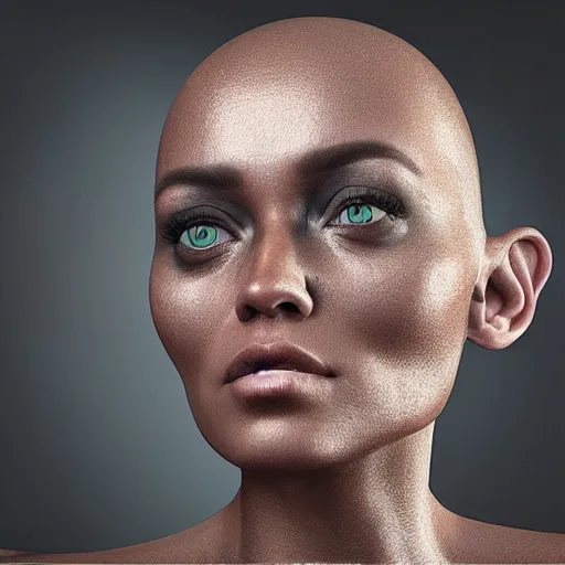 Image similar to “photorealistic portrait of a gorgeous alien woman, 4k, hyperrealism, concept art, realistic, highly detailed”