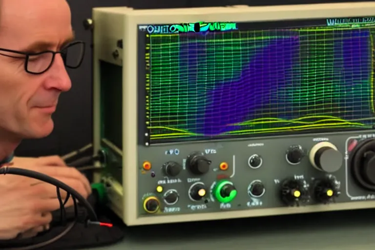 Image similar to an oscilloscope shaking a sound wave, wiggling a weasel, a stoat sinusoid spectacle : the wiggle and the wave - the wiggle is the wave!