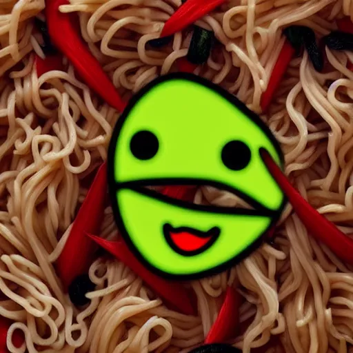 Image similar to Emoji of enraged noodles