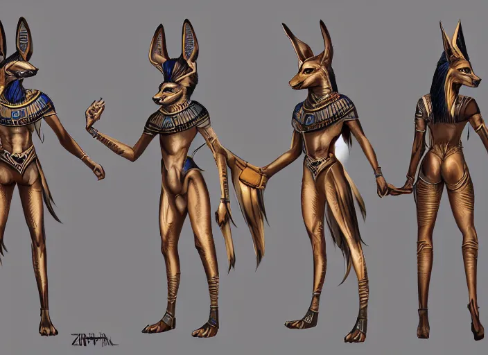 Prompt: award winning concept art fullbody egyptian wolf anubis character design of a egyptian anubis monster wolf. egyptian wolf deviantart adoptable, deviantart species style of maple story and zootopia, artgerm, studio lighting by jessica rossier and brian froud, traditional, artstationhd artstation, zootopia, hq textures