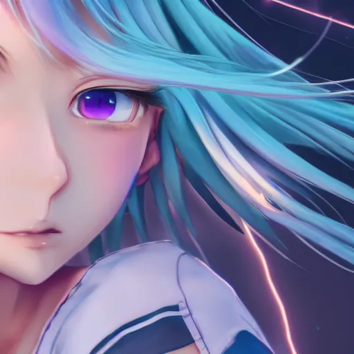 Prompt: render as a very beautiful 3d anime girl, long braided purple hair, azure blue eyes, full round face, round body, short smile, casual clothes, serene beach setting, cinematic lightning, medium shot, mid-shot, highly detailed, trending on Artstation, Unreal Engine 4k, cinematic wallpaper