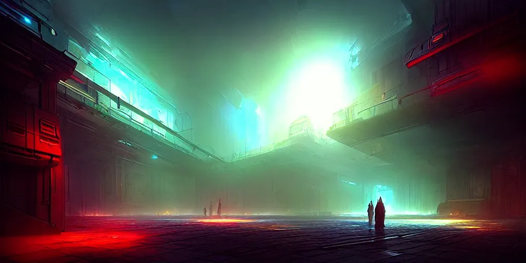 Prompt: “A photo of God awakens from machine, dystopian, moody, volumetric light, Art Station, unreal engine, by Marc Simonetti”