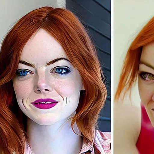 Image similar to a goldfish human in real life that looks like exactly like emma stone