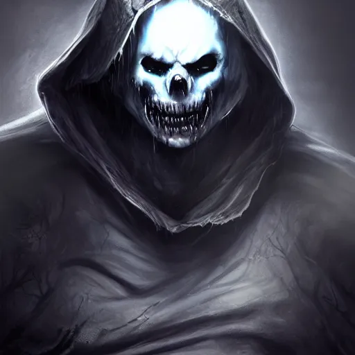 Image similar to photorealistic dark fantasy concept art of ultra horror nightmare sans with his eye glowing, and a hole in his chest, dynamic lighting, stunning visuals, ray tracing, beautiful scenery, cinematic, full body portrait, ultra detailed, hyper detail, stunning detail