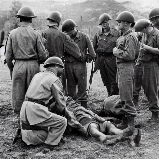 Image similar to ww 2 american officer executing prisoners of war