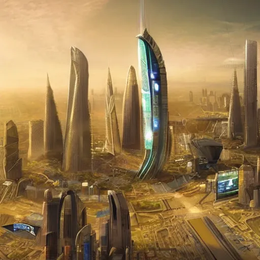 Image similar to a futuristic city from the year 2 0 7 0