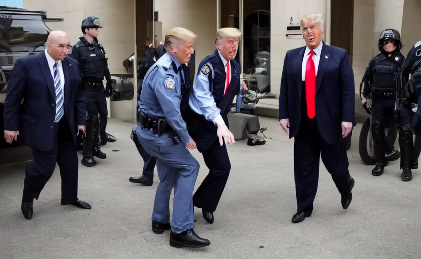 Prompt: trump being arrested by the fbi