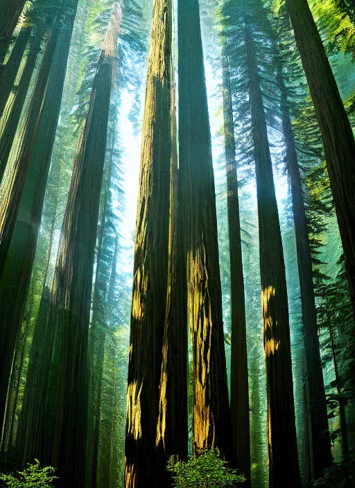 Prompt: pixel art redwood forest, high res, sharp, minimal