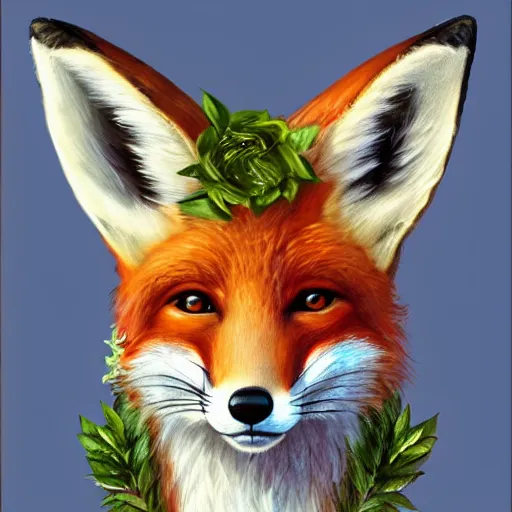 Image similar to portrait of a fox wearing a tiara, wreath flowers, fantasy art, d & d, trending on artstation, beautiful art, highly detailed