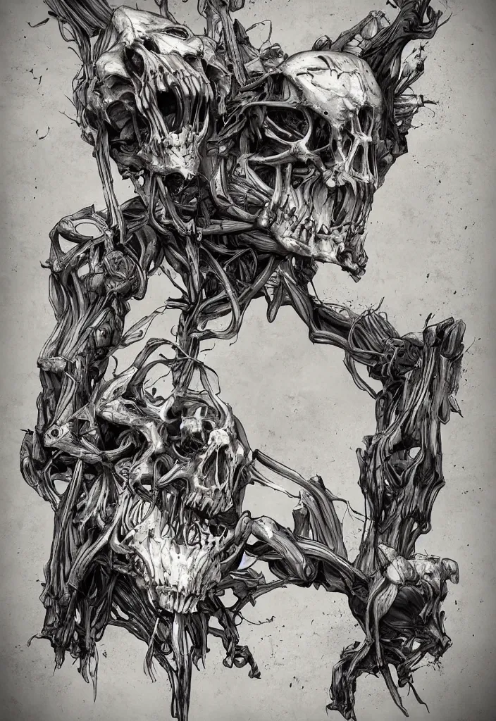 Image similar to Railroad of bones, trending on ArtStation