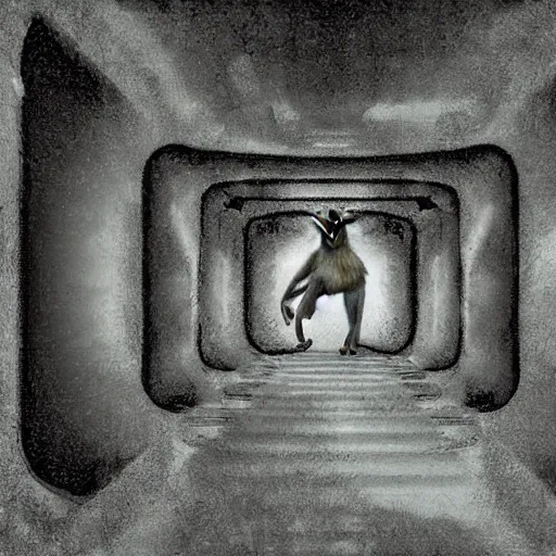 Image similar to macaque inside alien base, digital art, soft shadows, creepy art