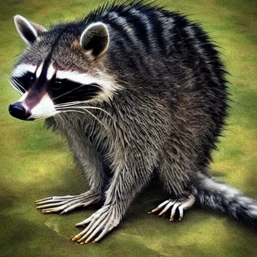 Image similar to “A Raccoon mixed with a T Rex”