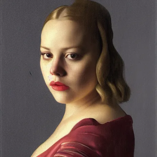 Image similar to portrait of abbie cornish by johannes vermeer, hd, beautiful, glamorous, award winning, 4 k