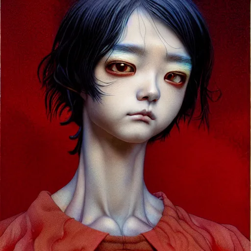 Image similar to prompt : 3 d render hyper real majestic soft light dramatic light portrait painted in miyazaki color style drawn by katsuhiro otomo and takato yamamoto, inspired by fables, china doll face, smooth face feature, intricate oil painting, high detail, sharp high detail, manga and anime 2 0 0 0