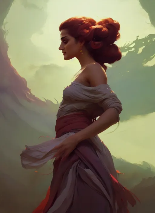 Image similar to side portrait, maya ali, wind sorcerer, gloomhaven, organic painting, hard edges, luminescent, octane render, by greg manchess, huang guangjian, gil elvgren, sachin teng, greg rutkowski, jesper ejsing, rhads, ilya kuvshinov, cushart krenz