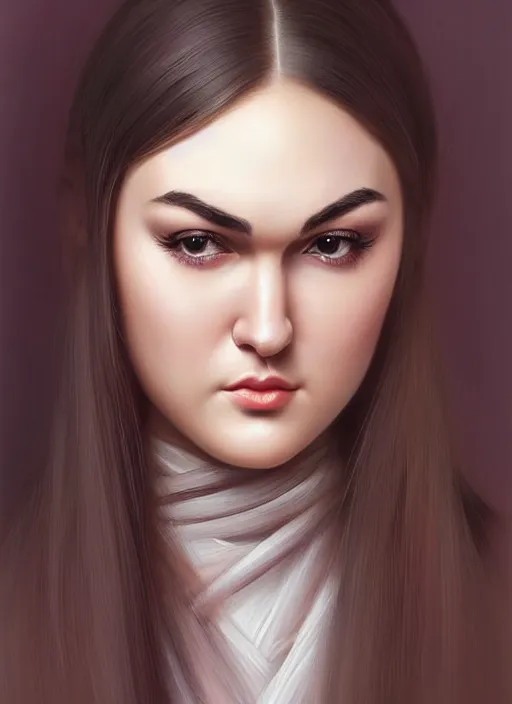 Prompt: beautiful sasha grey feminine face in ukrainian national clothes! portrait of young woman blessed by god with ever - increasing physical and mental perfection, beautiful hair, symmetrical! intricate, elegant, highly detailed, vision of holy perfection!! smile, digital painting, artstation, concept art, smooth, sharp focus, illustration, art by artgerm and greg rutkowski and alphonse mucha