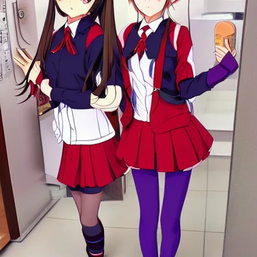 Image similar to anime school uniform, lolipop