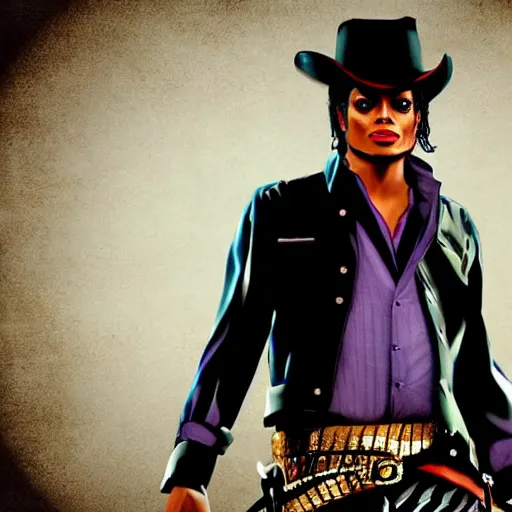 Prompt: michael jackson in the style of red dead redemption video game