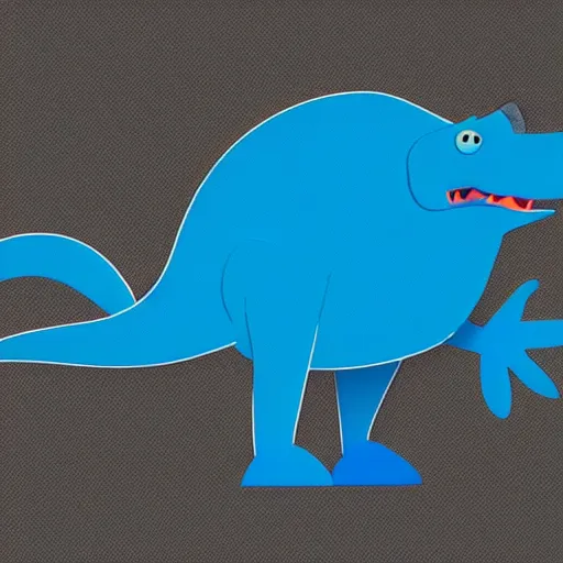 Prompt: a stylized blue dinosaur in a cartoonish rough style