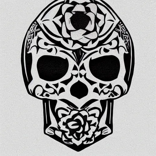 Image similar to tattoo design, stencil, tattoo stencil, traditional, a world famous tattoo of a geometric skull