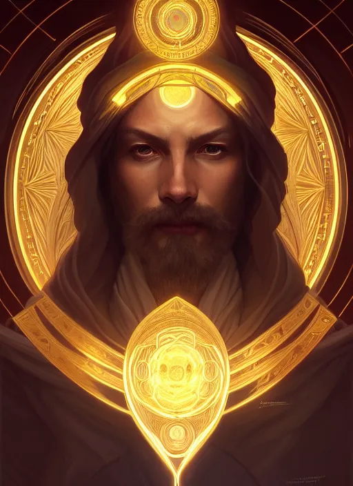 Prompt: symmetry!! portrait of male wizard, high fantasy, golden ratio, glowing lights!! intricate, elegant, highly detailed, digital painting, artstation, concept art, smooth, sharp focus, illustration, art by artgerm and greg rutkowski and alphonse mucha, 4 k
