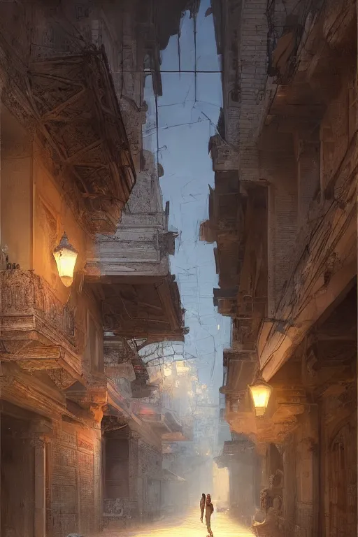 Image similar to the streets of old Cairo at the time of the pharaohs, intricate, elegant, volumetric lighting, digital painting, highly detailed, artstation, sharp focus, illustration, concept art, ruan jia, steve mccurry