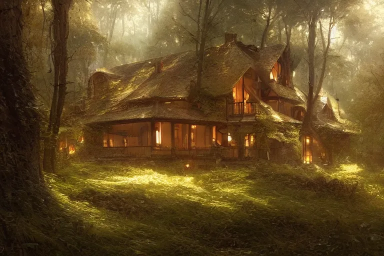 Prompt: [ contemporary house ] stands in the middle of a maintained forest trending on artstation cgsociety contest winner award winning 4 k intricate detailed golden ratio!! by greg rutkowski and gaston bussiere bright lively atmosphere artstation hd artstation landscape