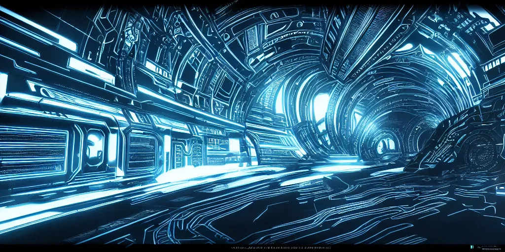 Prompt: symmetry!! a wormhole generator, intricate 3 d illustration, ultra detailed, colors of tron legacy, technopunk, darksynth, intricate illuminated lines, detailed notes, blueprint, sketch, 8 k, unreal engine 5, by tsutomu nihei