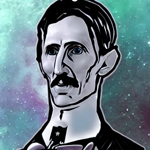 Image similar to Nikola Tesla as a Borderlands character