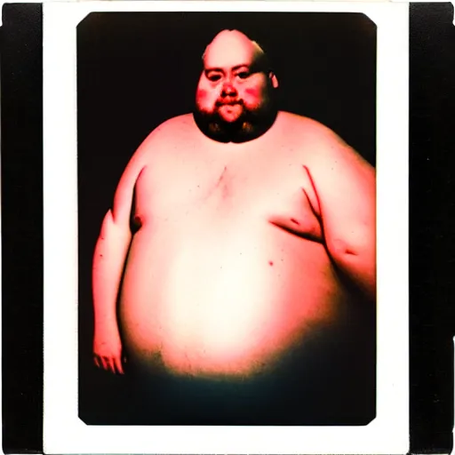 Image similar to color polaroid portrait of a fat man by andy warhol. photography, instant photography, color accurate