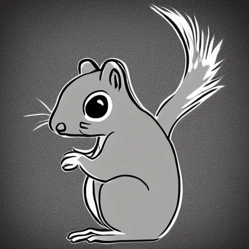 Prompt: a simple painting in the game 《 draw something 》 type of a squirrel without text, black and white, no text
