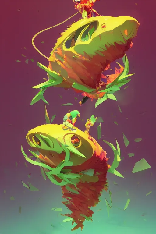 Image similar to 3 d render creature animal sushi cristal eye roots cactus elemental flush of force nature micro world fluo, art gta 5 cover, official fanart behance hd artstation by jesper ejsing, by rhads, makoto shinkai and lois van baarle, ilya kuvshinov, ossdraws