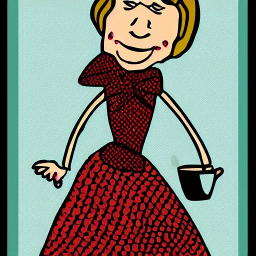 Image similar to Clipart of a Trendy grandmother in the style of an illustrated postcard