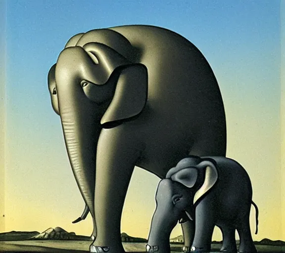 Image similar to elephant with four head by de chirico