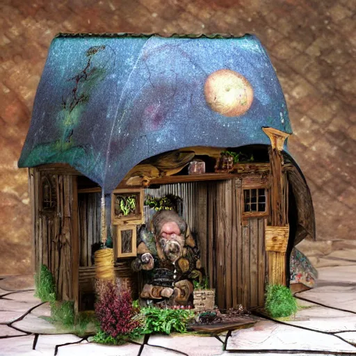 Prompt: Inner earth dwarf dollhouse