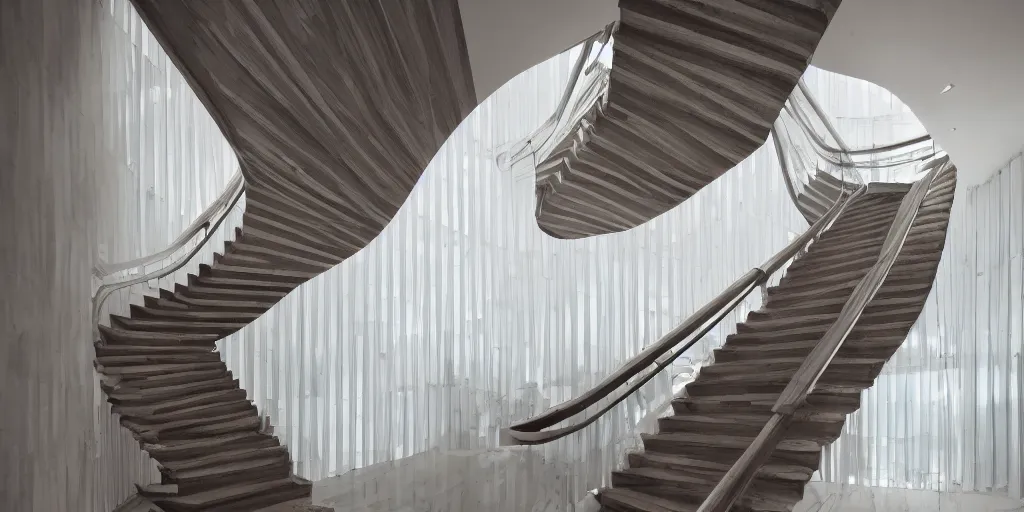 Image similar to inspirational staircase, layered perspective, cinematic, gorgeous lighting