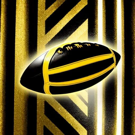 Image similar to black and gold American football, studio lighting, advertising photography