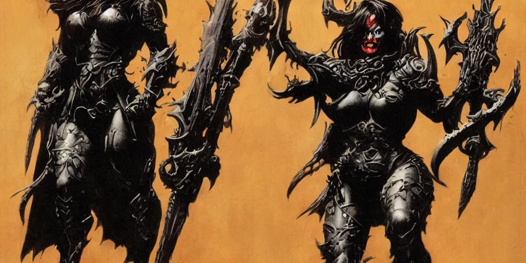 Prompt: female death dealer by frank frazetta