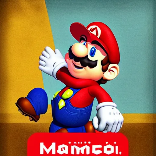 Image similar to The moment Mario understands the meaning of life, digital art