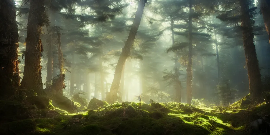 Image similar to a forest, detailed oil painting, hyperrealistic, breathtaking, volumetric lighting, Studio Ghibli, Jessica Rossier, digital art, octane render, epic composition, trending on artstation, masterpiece