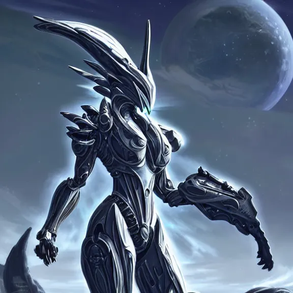 Image similar to giant stunning goddess shot, galactic sized beautiful hot anthropomorphic robot mecha female dragon, larger than the planet, gently caressing earth, looming over earth in space, detailed sleek silver armor, epic proportions, epic scale, highly detailed digital art, sci fi, furry art, macro art, dragon art, goddess art, warframe fanart, destiny fanart, anthro, furry, giantess, macro, furaffinity, deviantart, 8k 3D realism