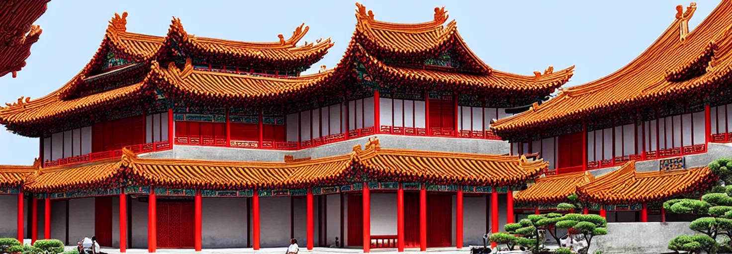 Image similar to traditional chinese architecture ， neo - expressionism style ， - h 7 0 4