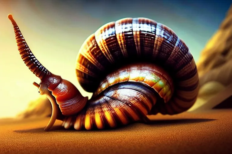 Image similar to epic professional digital art of a heroic snail pushing a marble up a sand hill,, best on artstation, cgsociety, wlop, Behance, pixiv, astonishing, impressive, outstanding, epic, cinematic, stunning, gorgeous, much detail, much wow,, masterpiece.