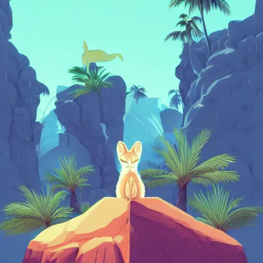 Image similar to fennec fox, clean cel shaded vector art. shutterstock. behance hd by lois van baarle, artgerm, helen huang, by makoto shinkai and ilya kuvshinov, rossdraws, illustration, foolish palm trees