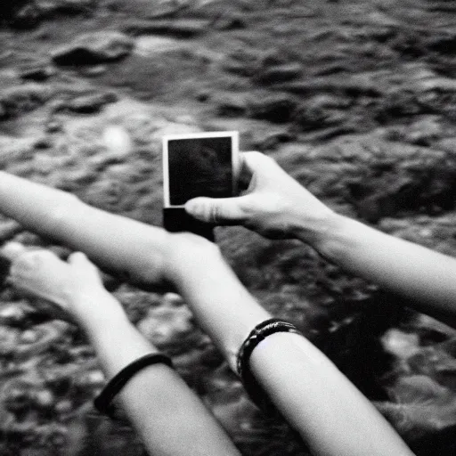 Image similar to gene pool in the hands of a black rock, 35mm grainy film photography