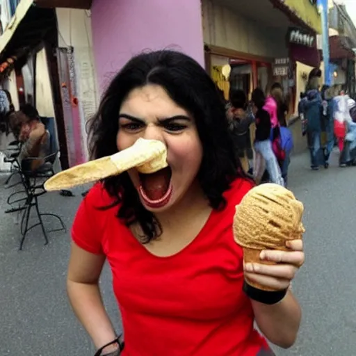 Image similar to penta el cero miedo eating an ice cream cone